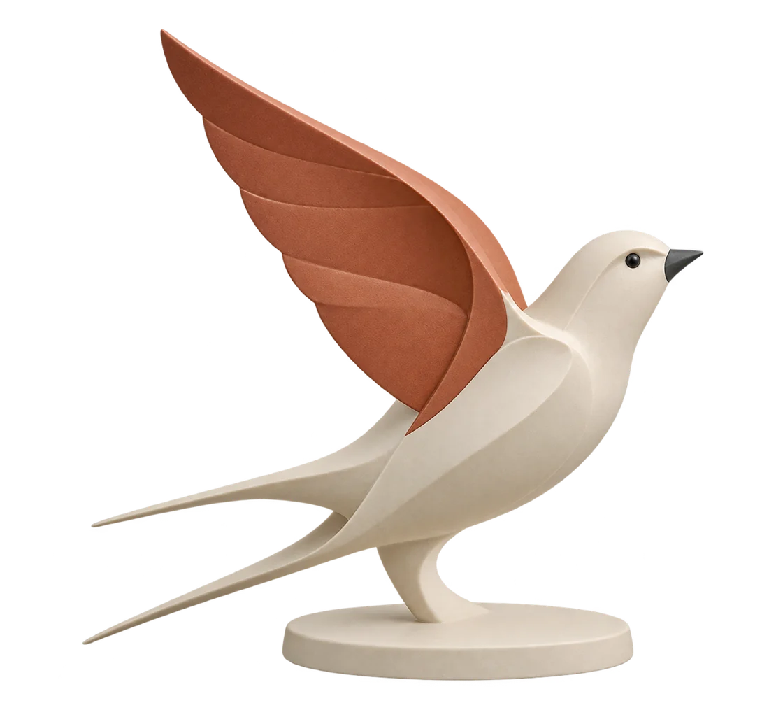 イラストをもとにした鳥の立体フィギュアのイメージ
