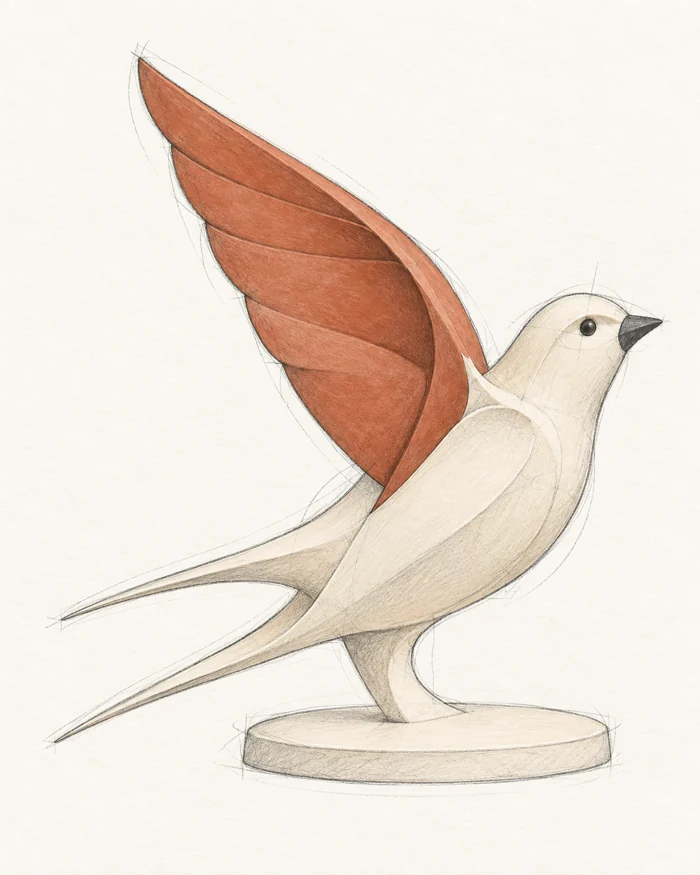 制作のはじまりとなる鳥のイラスト